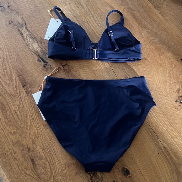 Quince Navy Blue Bikini Set NWT XS Minimalist High Waisted 2 Piece Swim - Picture 10 of 11